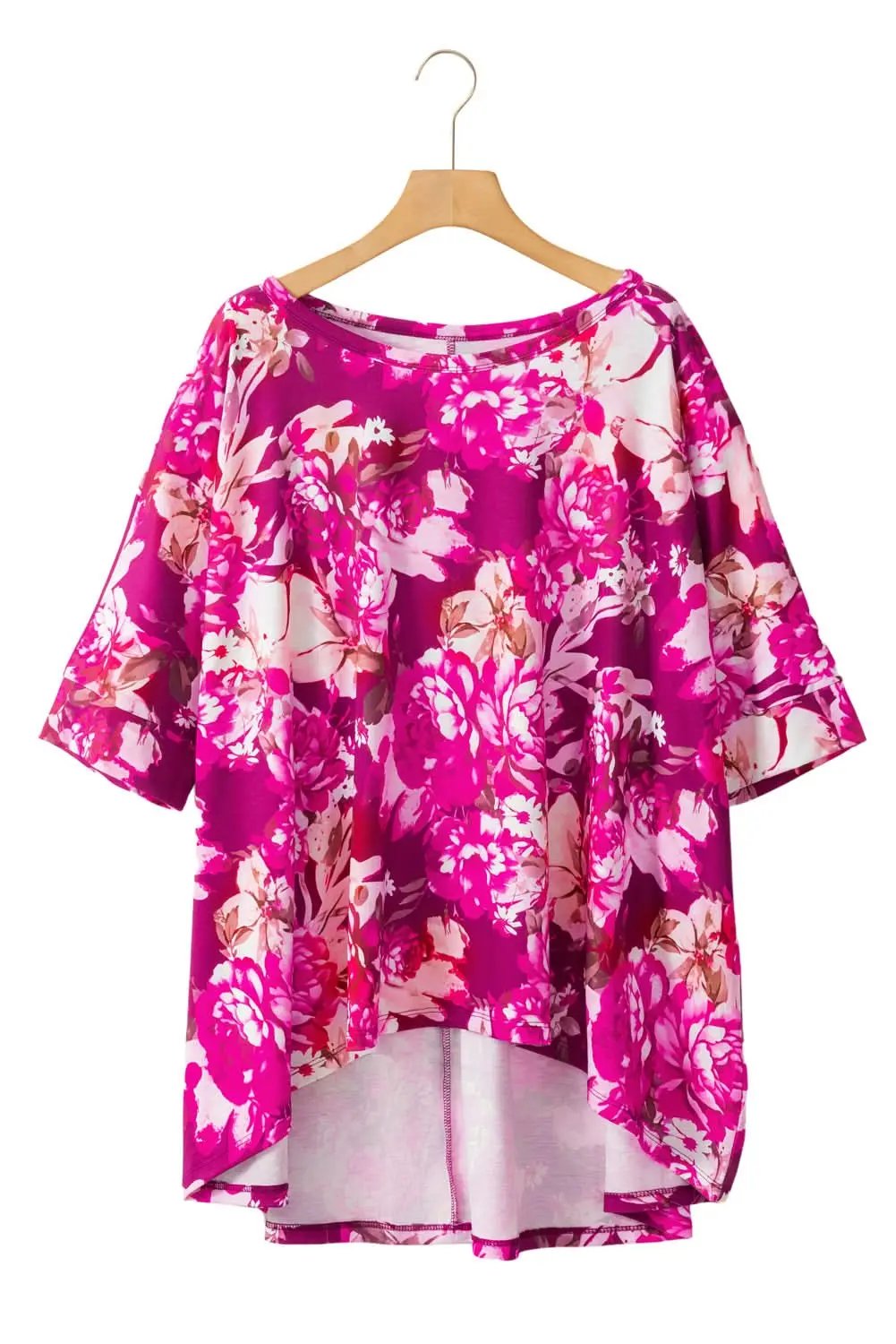 Vibrant red floral plus size blouse - Love Salve
